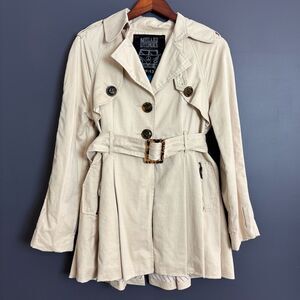Millard Fillmore MF-13 Trench Coat Light Tan Beige Size Large Steampunk Unique
